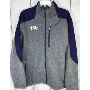 NWT Men's Large 42/44 TCU Fleece Lined Jacket Zip Front Purple & Gray